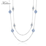 925 Silver Evil Eye Necklace Zircon Pendant Long Chain Turkey Jewelry