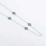 925 Silver Evil Eye Necklace Zircon Pendant Long Chain Turkey Jewelry