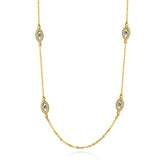 925 Silver Evil Eye Necklace Zircon Pendant Long Chain Turkey Jewelry