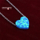 925 Silver Necklace Heart Shaped Opal Pendant