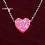 925 Silver Necklace Heart Shaped Opal Pendant