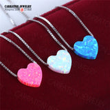 925 Silver Necklace Heart Shaped Opal Pendant