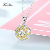 925 Silver Pendant Necklace Sun Star CZ Charm Good Luck Turkey Jewelry