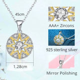 925 Silver Pendant Necklace Sun Star CZ Charm Good Luck Turkey Jewelry