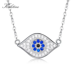 925 Silver Evil Eye Charm Necklace Turkish Lucky CZ Pendant KLTN034