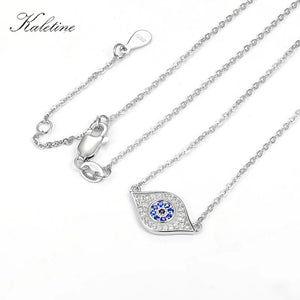 925 Silver Evil Eye Charm Necklace Turkish Lucky CZ Pendant KLTN034