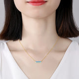 925 Silver Arc Bar Pendant Necklace Women Men Collier Sautoir Long Chain