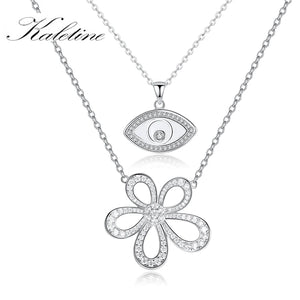 925 Silver Zircon Evil Eye Choker Necklace for Women