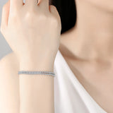 925 Silver Crystal Zircon Charm Bracelet Double Chain Women's Jewelry Gift