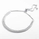 925 Silver Crystal Zircon Charm Bracelet Double Chain Women's Jewelry Gift