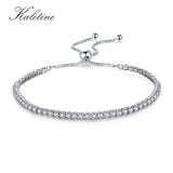 925 Silver Pink CZ Tennis Beads Charm Bracelet Adjustable Chain