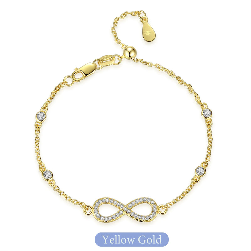 925 Silver Yellow Infinity Bracelet Wedding Jewelry