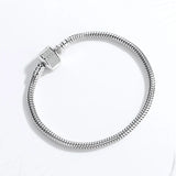 Heart Love 925 Sterling Silver Bracelet Snake Chain Bead Snap Jewelry Bangle