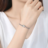 Heart Love 925 Sterling Silver Bracelet Snake Chain Bead Snap Jewelry Bangle