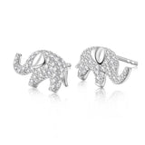 Elephant 925 Silver Stud Earrings Bohemian Womens Jewelry Gift