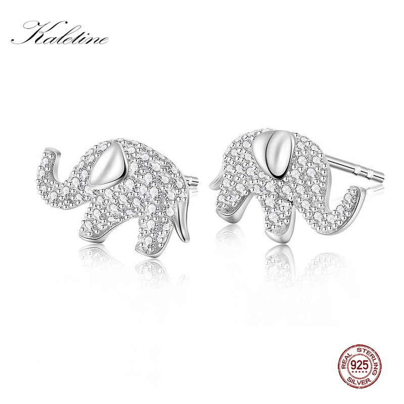 Elephant 925 Silver Stud Earrings Bohemian Womens Jewelry Gift