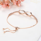 925 Silver CZ Rose Charm Bracelet Infinity Tennis Women Jewelry
