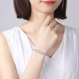 925 Silver CZ Rose Charm Bracelet Infinity Tennis Women Jewelry