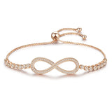 925 Silver CZ Rose Charm Bracelet Infinity Tennis Women Jewelry