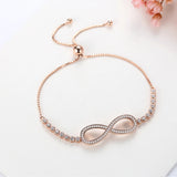925 Silver CZ Rose Charm Bracelet Infinity Tennis Women Jewelry