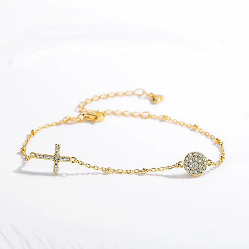 925 Silver Evil Eye Cross Bracelet for Women