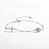 925 Silver Evil Eye Cross Bracelet for Women
