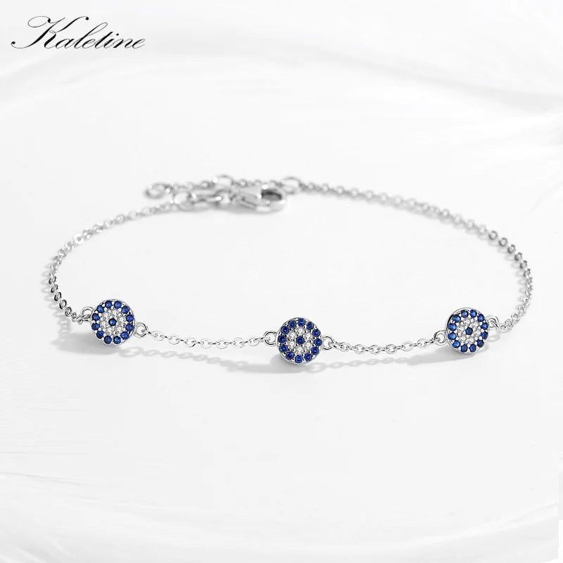 925 Silver Evil Eye Couple Bracelet CZ Charms Jewelry