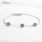 925 Silver Evil Eye Couple Bracelet CZ Charms Jewelry