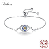 925 Silver Evil Eye Tennis Bracelet CZ Bead Jewelry