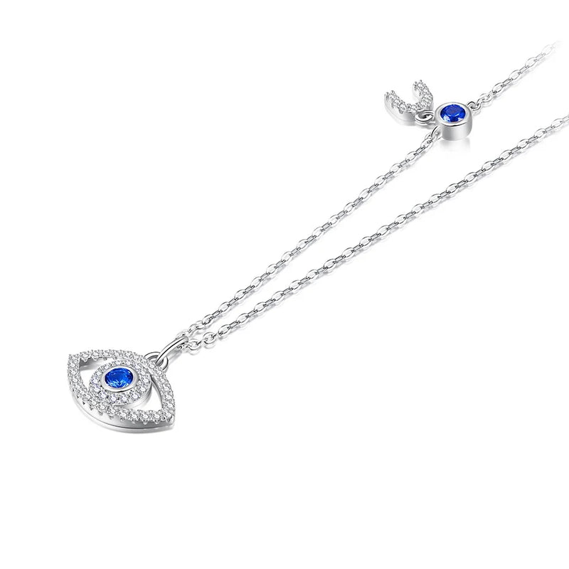 Evil Eye Necklace Pendant 925 Sterling Silver CZ Jewelry