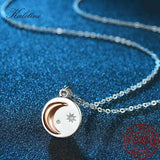 925 Silver Moon&Star Rose Round Pendants & Necklaces for Women