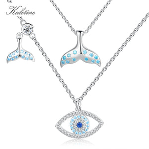 925 Silver Luck Evil Eye Necklace Crystal Eye Choker For Women