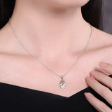 925 Silver Heart Necklace with Hamsa Hand Charm Pendant