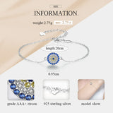 925 Silver Evil Eye Bracelet CZ Women's Jewelry