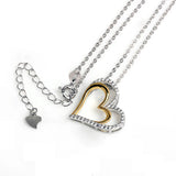 925 Silver Couple Heart Pendant Necklace Two Tone Love Heart in Heart