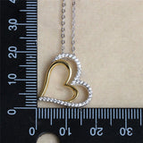 925 Silver Couple Heart Pendant Necklace Two Tone Love Heart in Heart