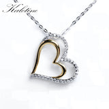 925 Silver Couple Heart Pendant Necklace Two Tone Love Heart in Heart