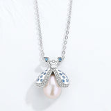 Freshwater Pearl Pendants Bee Honeycomb 925 Sterling Silver Necklace Women