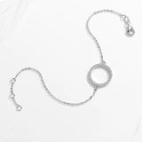 Sterling 925 Silver Heart Circle Bracelet with CZ Stones