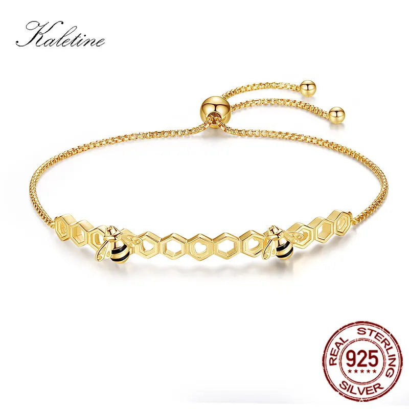 Honey Bee 925 Silver Heart Love Comb Bee Tennis Bracelet Jewelry