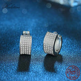 925 Silver CZ Pave Hoop Earrings for Women Men