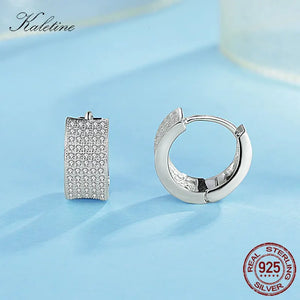 925 Silver CZ Pave Hoop Earrings for Women Men