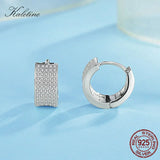 925 Silver CZ Pave Hoop Earrings for Women Men