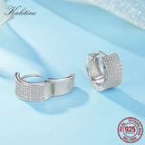 925 Silver CZ Pave Hoop Earrings for Women Men
