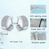 925 Silver CZ Pave Hoop Earrings for Women Men