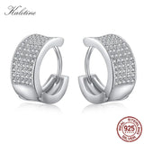 925 Silver CZ Pave Hoop Earrings for Women Men