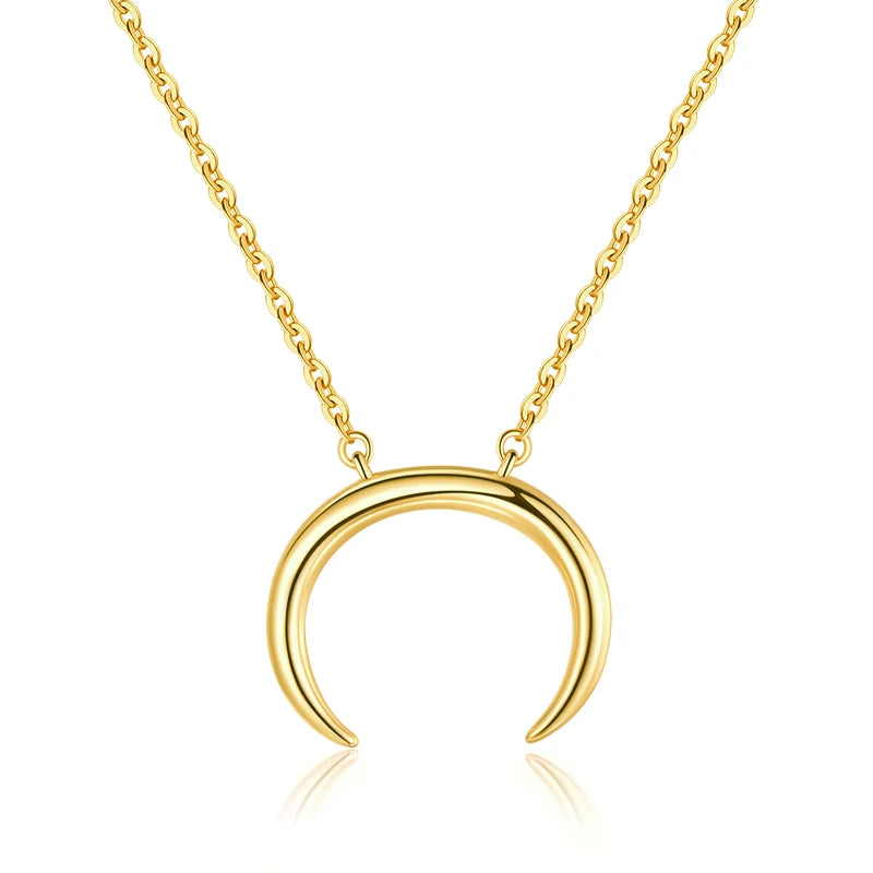Moon Pendant 925 Sterling Silver Long Necklace for Women - Bijoux Brincos