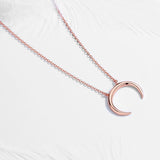 Moon Pendant 925 Sterling Silver Long Necklace for Women - Bijoux Brincos
