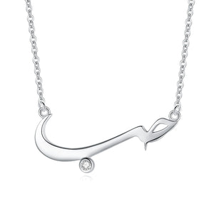 Arabic Friendship 925 Silver Necklace CZ Pendant Wedding Jewelry