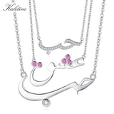 Arabic Friendship 925 Silver Necklace CZ Pendant Wedding Jewelry